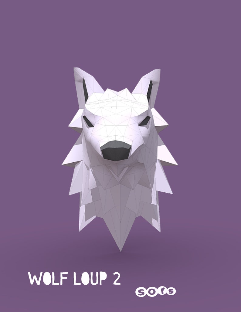Wolf Alpha 3D Papercraft on Wall. You Get SVG, PDF, DXF Digital File ...
