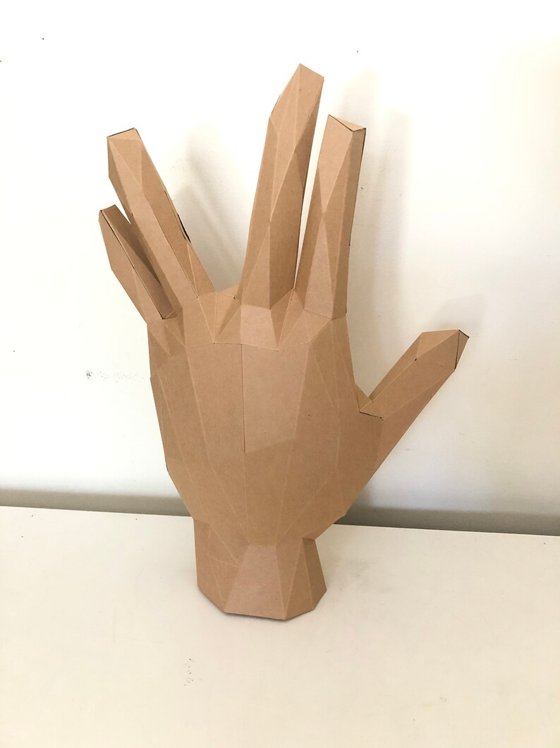 Vulcan salute 3d papercraft. You get a PDF digital file with templates and instructions for this DIY do it yourself sculpture. image 3