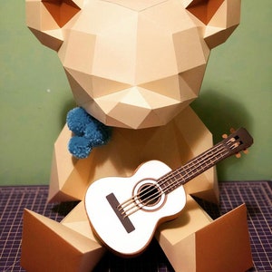 Teddy Bear 3d papercraft. You get SVG and PDF digital file template and instruction for DIY minimalist Teddy Bear.