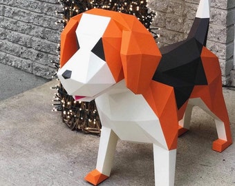 Figura de papel 3D de Joe Beagle. Con esta compra, obtendrá archivos digitales descargables en PDF para esta escultura de papel para armar usted mismo.