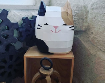 Round Cat plush 3D Papercraft. You get an SVG DXF PDF digital file template and instruction for this diy paper decoration. New 2023!