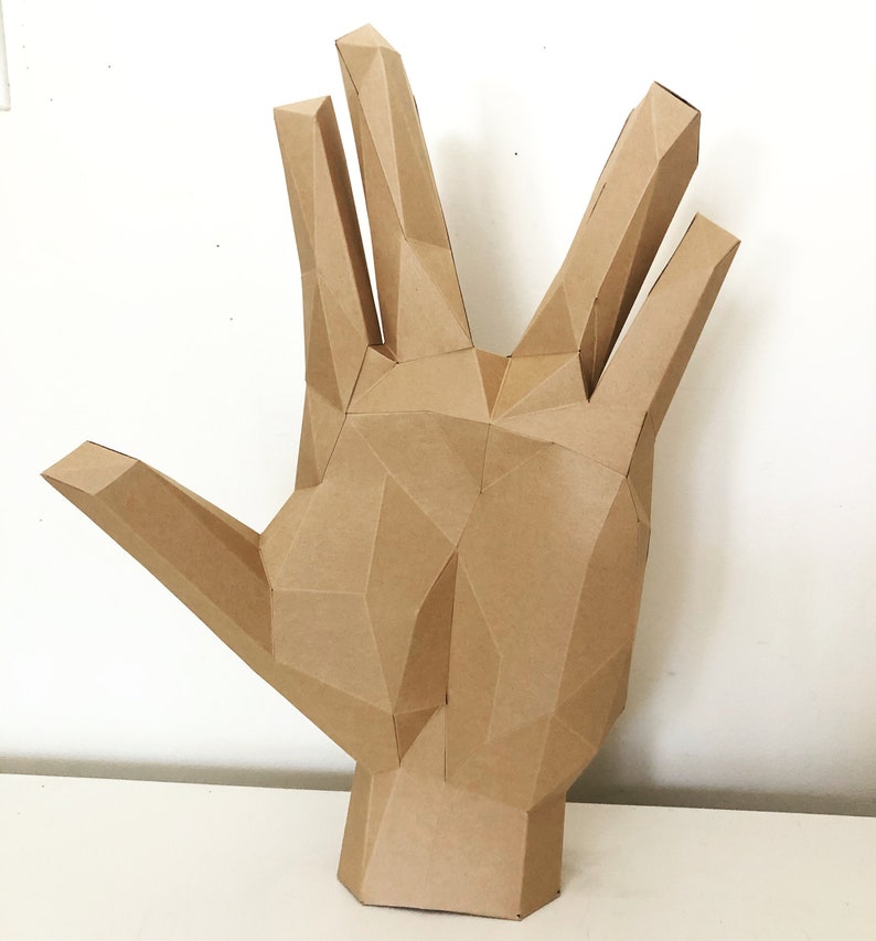 Vulcan salute 3d papercraft. You get a PDF digital file with templates and instructions for this DIY do it yourself sculpture. image 1