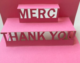 Thank you Merci Pop-up cards. You get pdf, dxf, svg, eps digital templates and instructions for this DIY fun pop-up