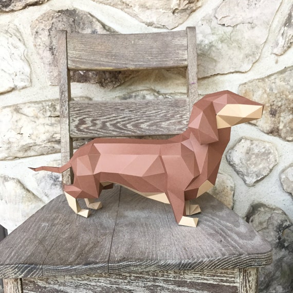 Sausage Dachshund Dog Papercraft With This Purchase You Get Pdf Digital Downloadable Files For This Diy Do It Yourself Paper Sculpture