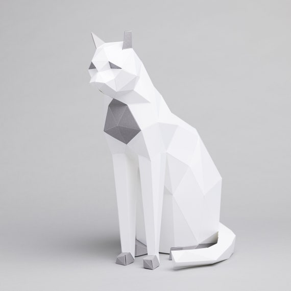 3D Sculpture De Chat En Papier, Modèle En Papier 3D Low Poly Sans Découpe,  Animaux En Origami En Papier, Kit De Modèles En Papier, Fournitures