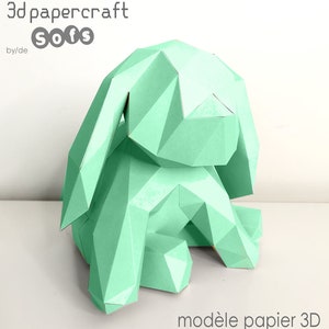 Bunny baby 3d papercraft. You get SVG and PDF digital file with templates and instructions for this DIY modern sculpture.