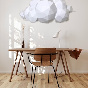 Créations en papier 3D en nuage. BiG - Option d'impression sur du papier cartonné au format A3. Vous obtenez des fichiers numériques PDF téléchargeables pour cette sculpture en papier DIY.