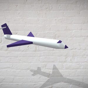 Aereo passeggeri in carta 3D, carta Lowpoly, ottieni il modello e le istruzioni in formato PDF e SVG, scultura di carta moderna fai da te.