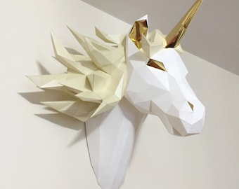 Unicorn Papercraft. Mystical spirit, PDF and SVG digital file with templates and instructions for this DIY (do it yourself) paper sculpture.