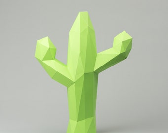 mighty Cactus 3d papercraft. You get a SVG, PDF digital file template and instructions for this DIY (do it yourself) paper sculpture.