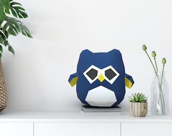 Round Owl 3D Papercraft Template (SVG DXF PDF)