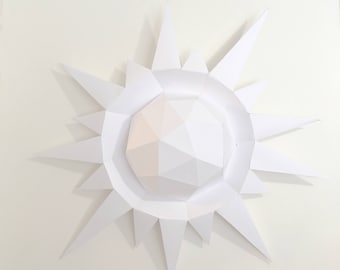 Sun 3d papercraft model. You get PDF digital file templates and instructions for these DIY modern paper sculpture.