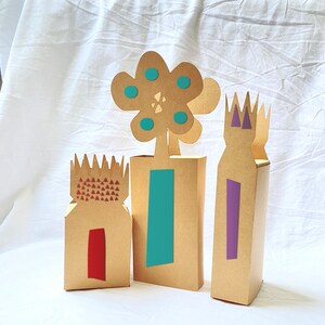 Flower Boxes Bundle 3D papercraft. You get PDF SVG DXF digital file templates and instructions. Party favor boxes