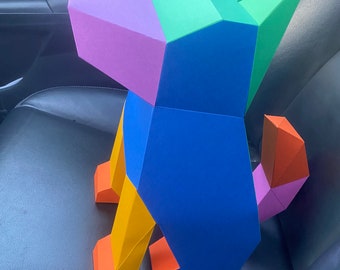 Dog Square Papercraft. Colorful Dog You get a PDF templates and instructions for this DIY modern lowpoly paper sculpture.