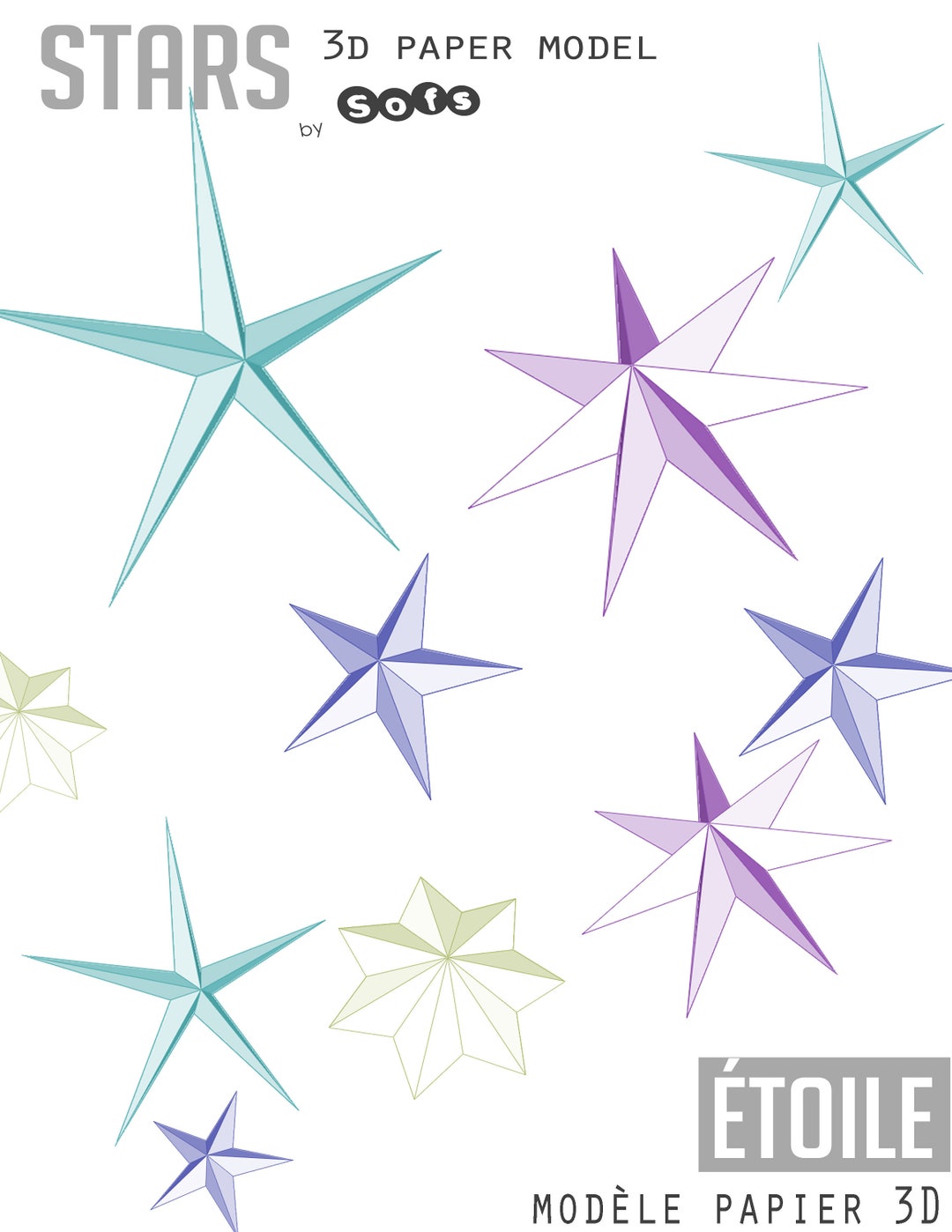 Stars on Wall 3d Papercraft Model. You Get SVG, PDF Digital File ...