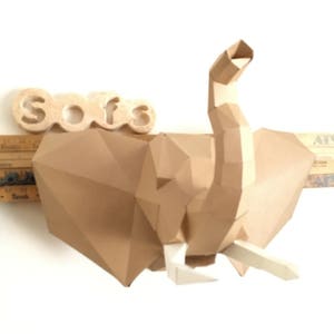 Elephant Young & Old 3d papercraft. You get SVG and PDF digital file templates and instructions for these DIY modern paper sculpture.