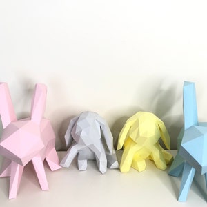 Bunny Family 3D papercraft parent and baby. You get a SVG, PDF digital file with templates and instructions for DIY