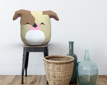 Round Dog plush 3D Papercraft. You get an SVG DXF PDF digital file template and instruction for this diy paper decoration. New 2023!