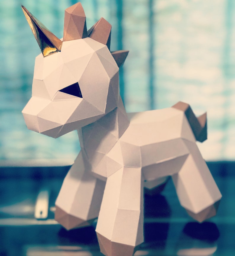 baby unicorn 3d papercraft you get a pdf digital file etsy