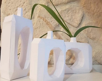 Modern Geometric Vase Papercraft Collection (PDF Template)