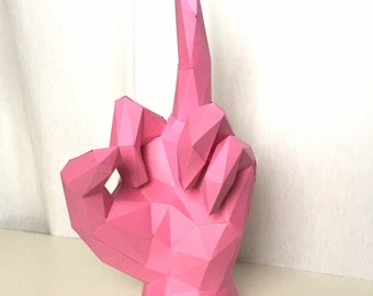 The Finger papercraft. You get a PDF and SVG digital file with templates and instructions for this DIY (do it yourself) sculpture.