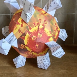 Virus 3d papercraft. You get PDF digital file templates and instructions for these DIY modern paper sculpture.