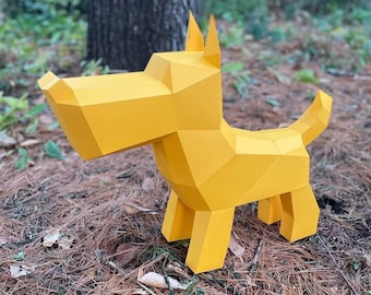 Cartoon Dog Papercraft Template | DIY 3D Paper Sculpture (PDF)