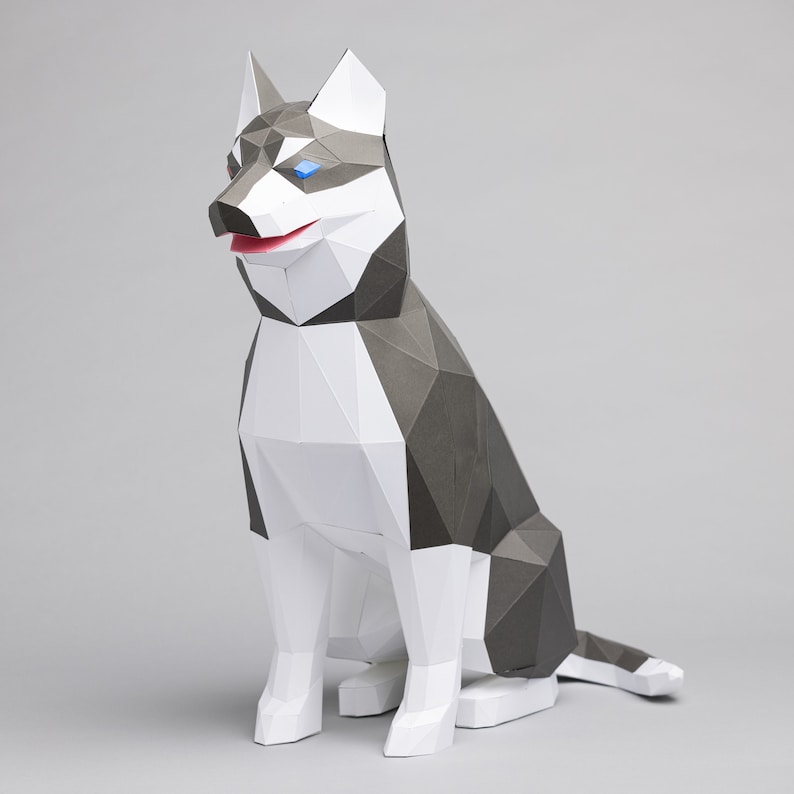 Husky dog papercraft. You get a PDF digital file templates and | Etsy