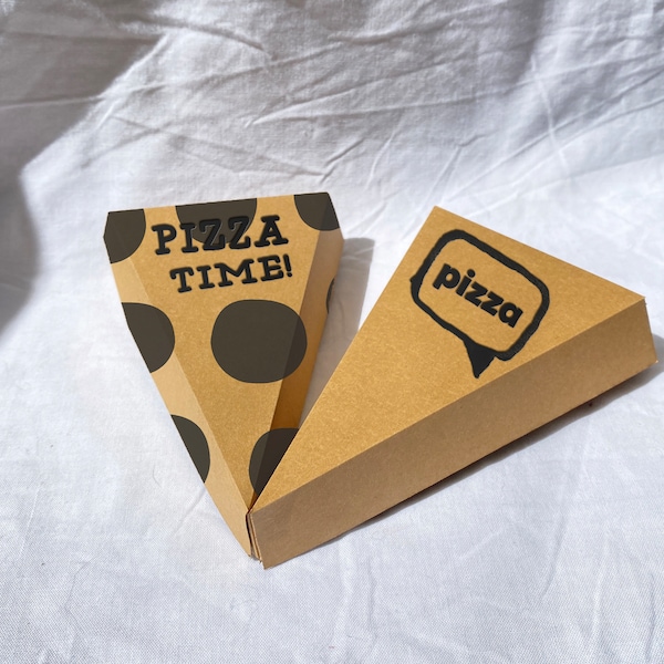 Pizza slice box 3D papercraft. You get Pdf SVG DXF digital file templates and instructions. DIY Party favor box, gift boxes, treat boxes