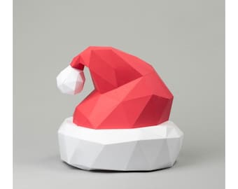 Santa's Hat papercraft includes life size You get SVG and  PDF digital file with templates and instruction on DIY paper model.