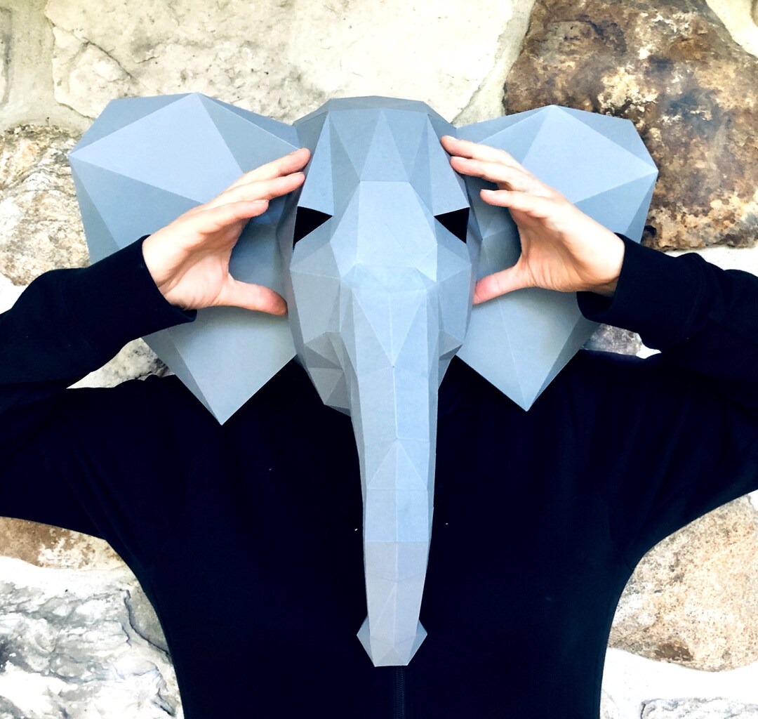 Elephant Head Mask 3d Papercraft. Get SVG, PDF Digital File Pattern and