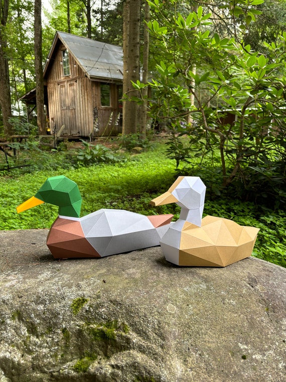 Ducks 3d Papercraft. You Get the Family - SVG and PDF Digital File