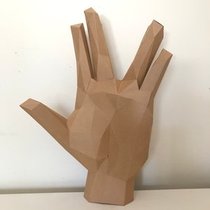 Vulcan salute 3d papercraft. You get a PDF digital file with templates and instructions for this DIY do it yourself sculpture. image 2