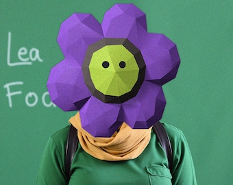 Blumen Papiermaske aus 3D Papier. PDF und SVG digitale Datei Schnittmuster und Anleitung für DIY 3D Papier Bastelbogen erhalten.