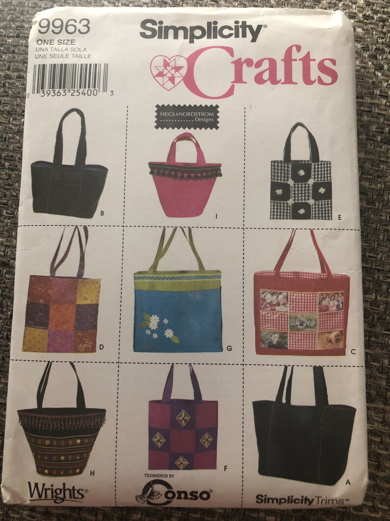 Simplicity 9963 Tote Bags Pattern Uncut Etsy