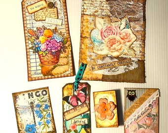 Set of 6 Pieces of Ephemera for Journals - Journaling Tags - Journaling Cards - Pockets - Booklets