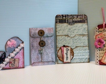 Journal Pocket Cards, Heart Shaped Pocket, Junk Journal Ephemera