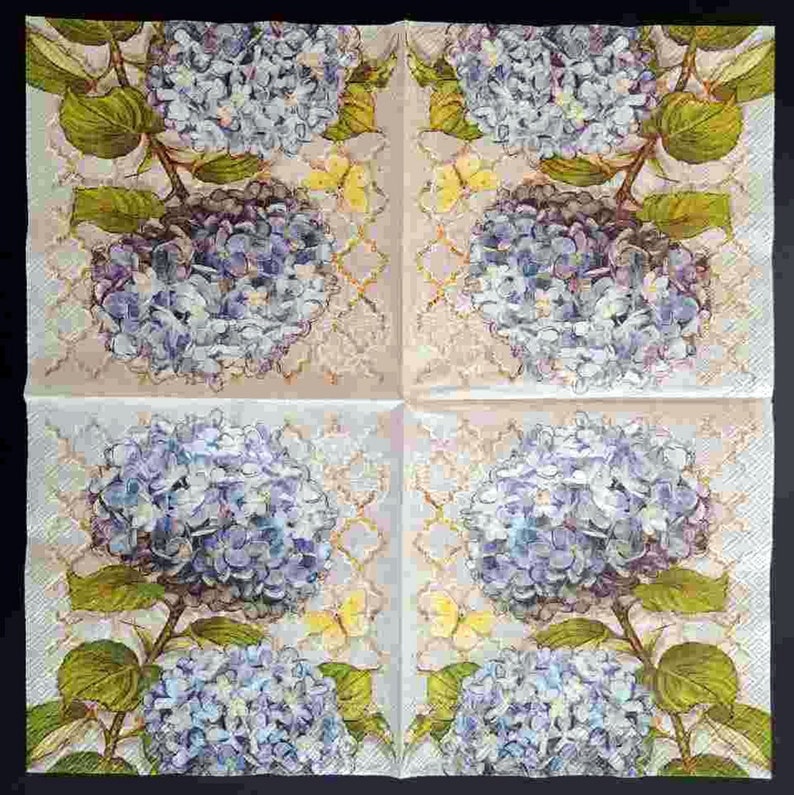 2 individual paper napkins hydrangea scrapbookiing card | Etsy