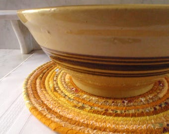 Bohemian Coiled Gold Mat, Hot Pad or Trivet for your Kitchen - 12 Inch Round