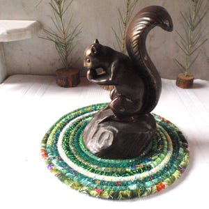 Bohemian Coiled Green Hot Pad, Trivet, Table Mat - Small Round - Handmade by Me