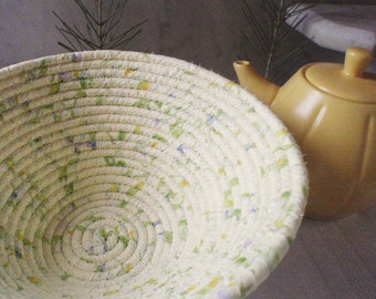 Coiled Fabric Basket - Soft Yellow, Catchall, Organizer, Handmade by Me, Pastels