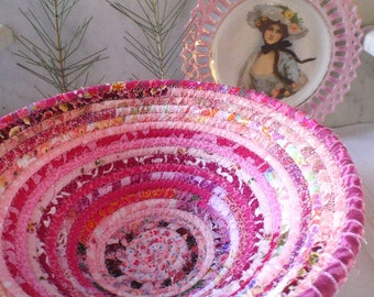 Pink Gypsy - Coiled Bohemian Basket, Bowl, Catchall - Handmade by Me