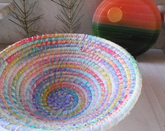 Pastel Coiled Fabric Basket - Pink, Blue, Green, Purple, Handmade by Me