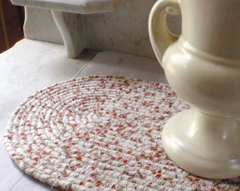 Coiled Oval Fabric Table Mat, Hot Pad, Trivet, Candle Mat - Kitchen, Entertaining, Hostess Gift, Handmade by Me