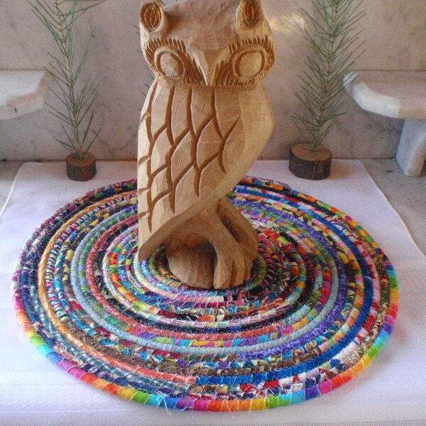 Bohemian Multicolored Coiled Mat, Hot Pad, Trivet - FAT OVAL