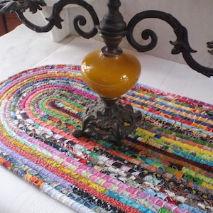 Oval Bohemian Coiled Multicolored Mat, Hot Pad, Trivet - Handmade by Me