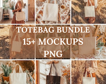 Boho Tote Bag Mockup Bundle Digital Download Bag Display PNG Customizable Tote Mockup for Gifts Chic Canvas Tote Mockup