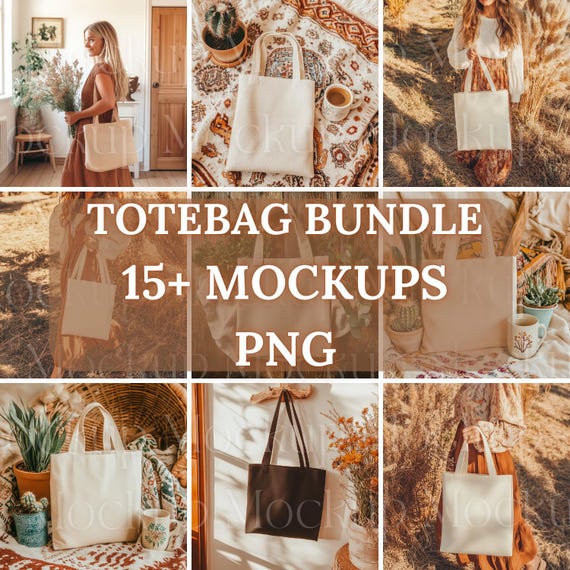 Boho Tote Bag Mockup Bundle Digital Download Bag Display PNG Customizable Tote Mockup for Gifts Chic Canvas Tote Mockup