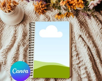 Spiral Notebook Canva Mockup Template Editable Boho Journal Cover Display Frame