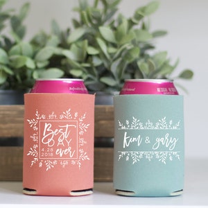 Custom Wedding Collapsible Can Coolers Best Day Ever - Etsy